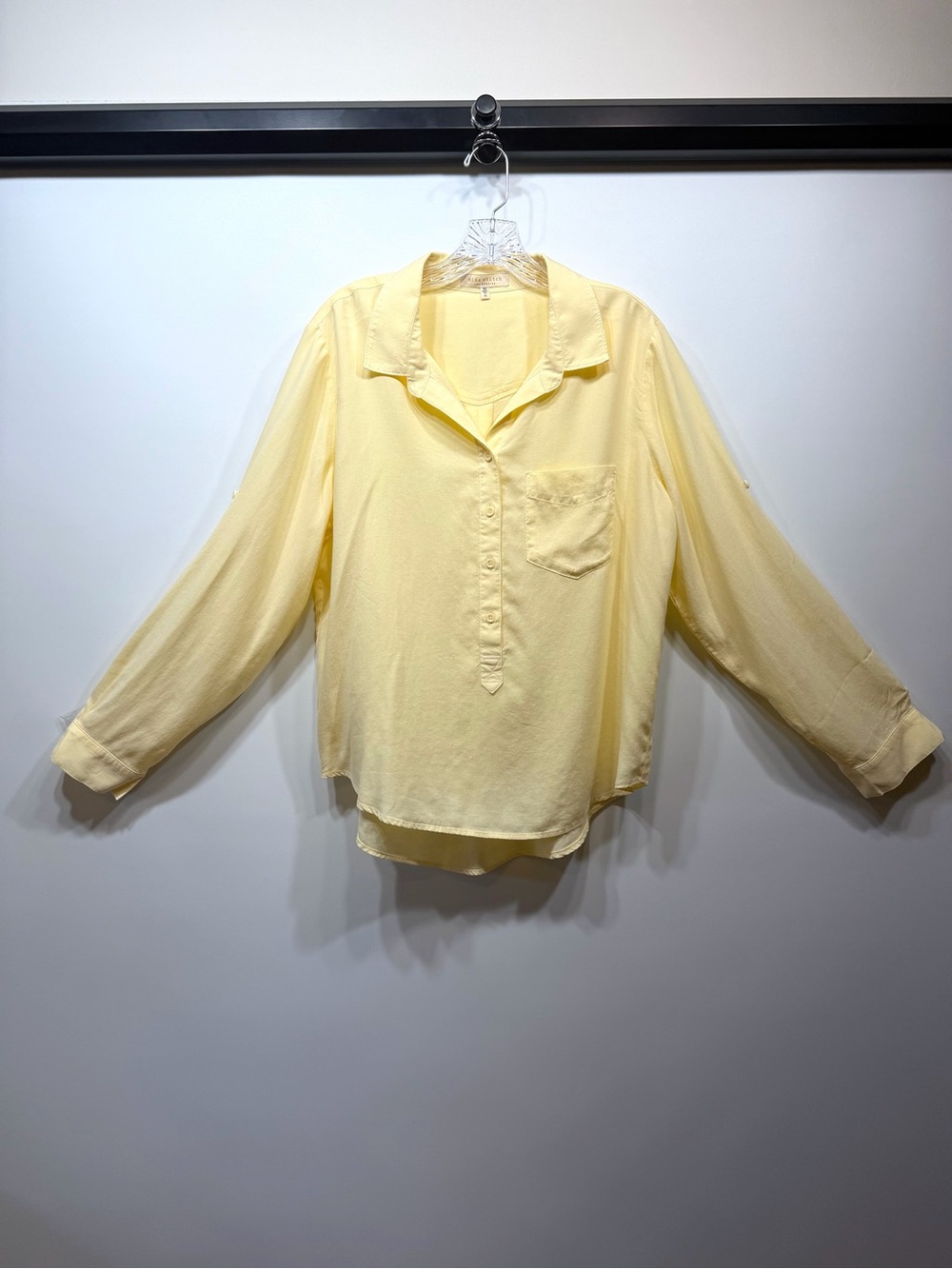 Side Stitch LA 100% Lyocell Button Front Roll Tab Blouse Yellow Size Medium - Picture 5 of 11